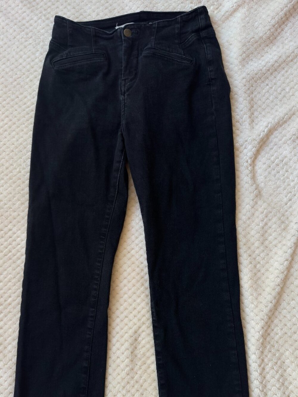 Pilcro Anthropologie Faded Black Straight Leg Jeans Stretch Ankle Sz 30